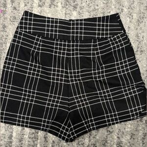 Zara High Waist Black and White Checkered Shorts